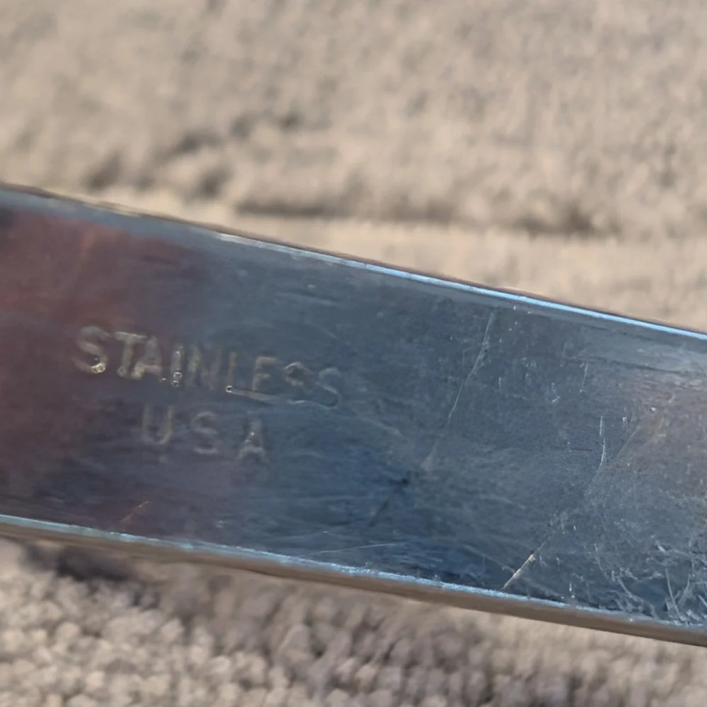 Vintage Stainless USA Potato Masher Atomic Blue Starburst‎ MCM Kitchen Tool
